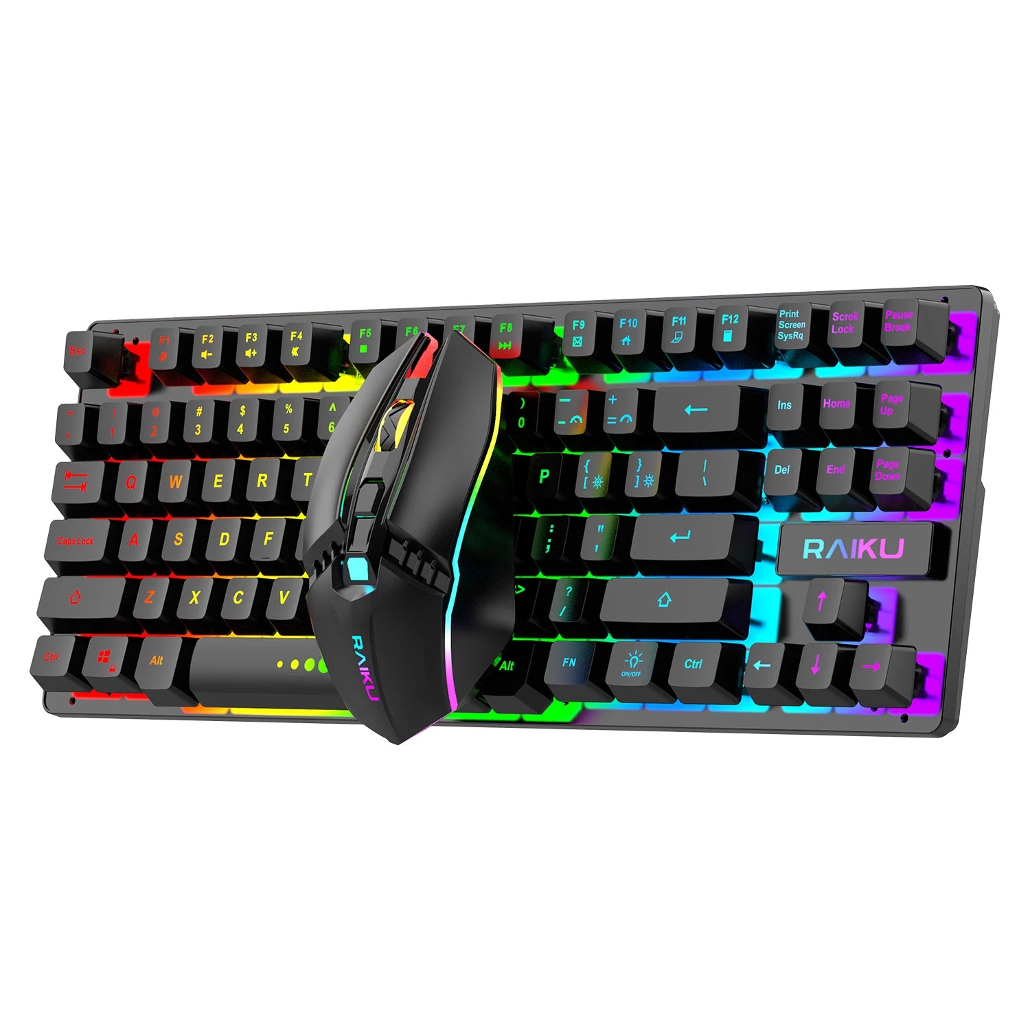 87-Key RGB Rechargeable Wireless Ergonomic Gaming Set Keyboard and Mouse Combo for Computer