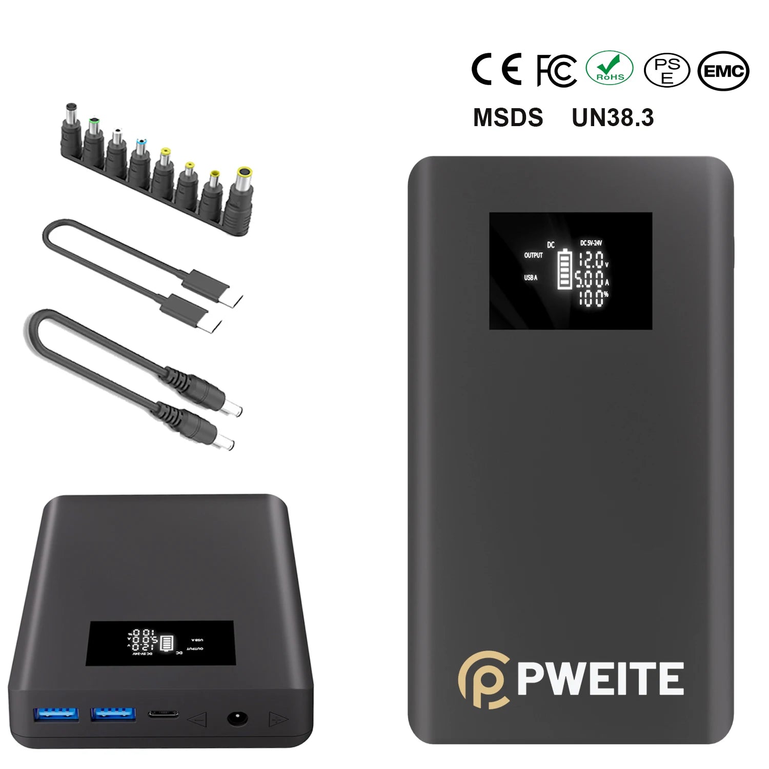 PD100W QC3.0 12V 15V 16V 19V 20V 24V 3A 4A 5A DC UPS 12V Solar Power Bank 20000mah Battery Pack for Camping Indoor Outdoor Use