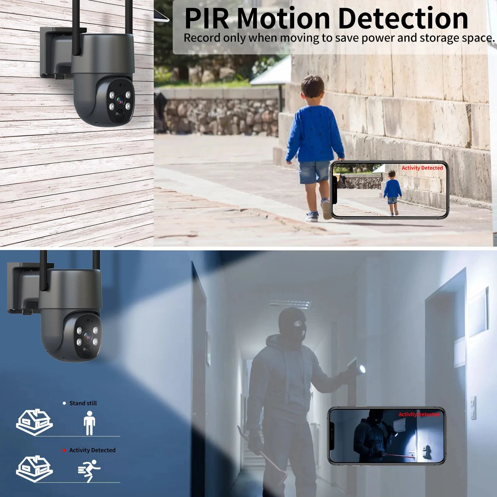 Solar Powered Security Cameras Wireless Outdoor Waterproof and Weatherproof Motion Detection CCTV Camera Solar 4G