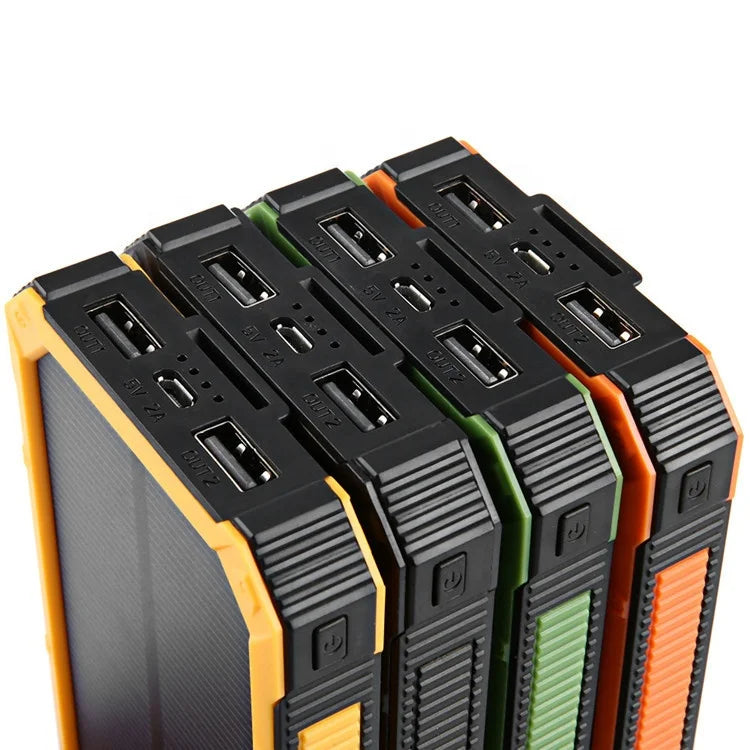 High Quality Portable Solar Power Bank Dual Usb Port Waterproof Phone Charger With Strong Led Light for Mobile Phone