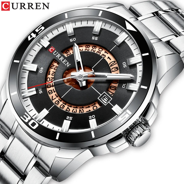CURREN 8359 Gold Men's Watches Luxury Fashion Casual Business Stainless Steel Waterproof Date Top Brand Quartz Watch for Men