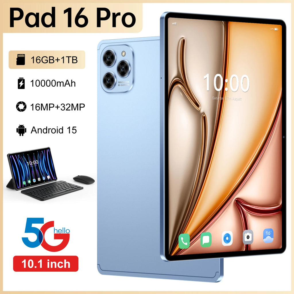 Wholesale 5GTablet Tablet for Pad 16 Pro | 10.1" 16GB+1TB Android 15 | 10000mAh Battery 5G WiFi
