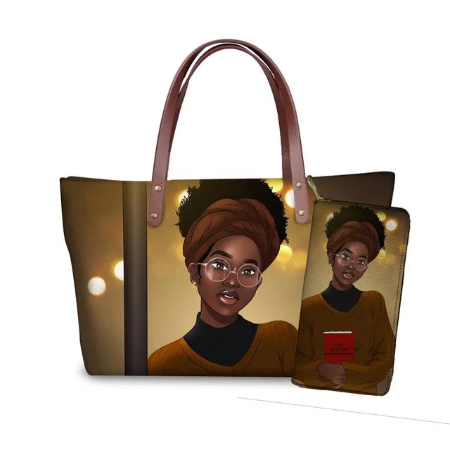Young Ladies Handbags Black Art American African Girls Printed Popular Hand Bags Women Handbags Lady Fashion Designers Handbags