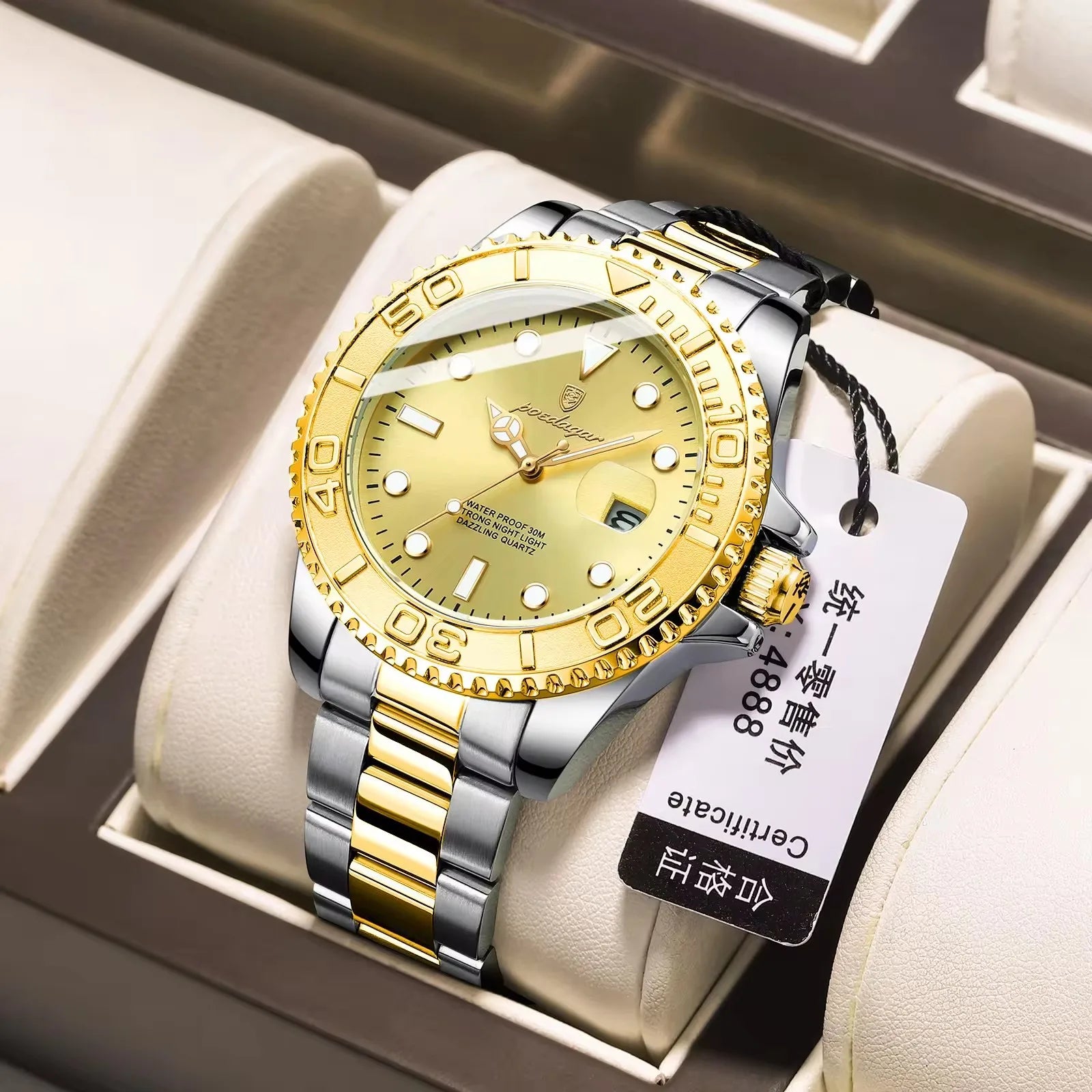 POEDAGAR Luxury Men Watch Business Quartz Watches Sports Waterproof Luminous Date Stainless Steel Men's Watches