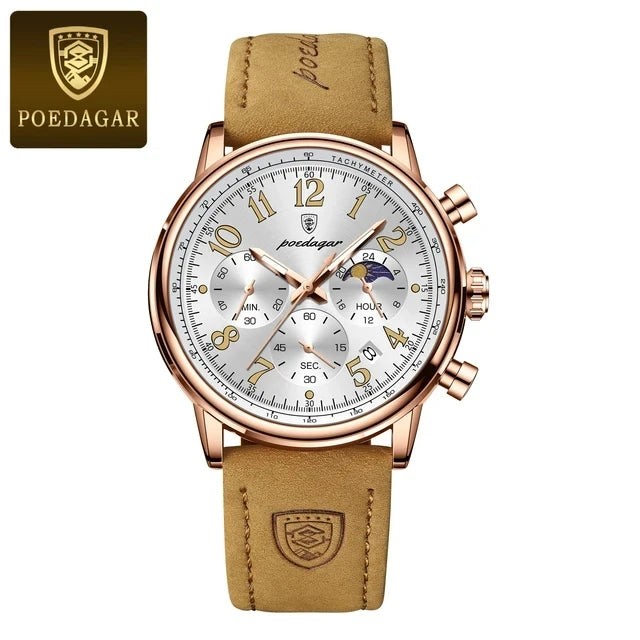 2026 New POEDAGAR 808 Luxury Men Clock Waterproof Luminous Chronograph Men's Watches Quartz Nylon Leather Sports Watches for Men