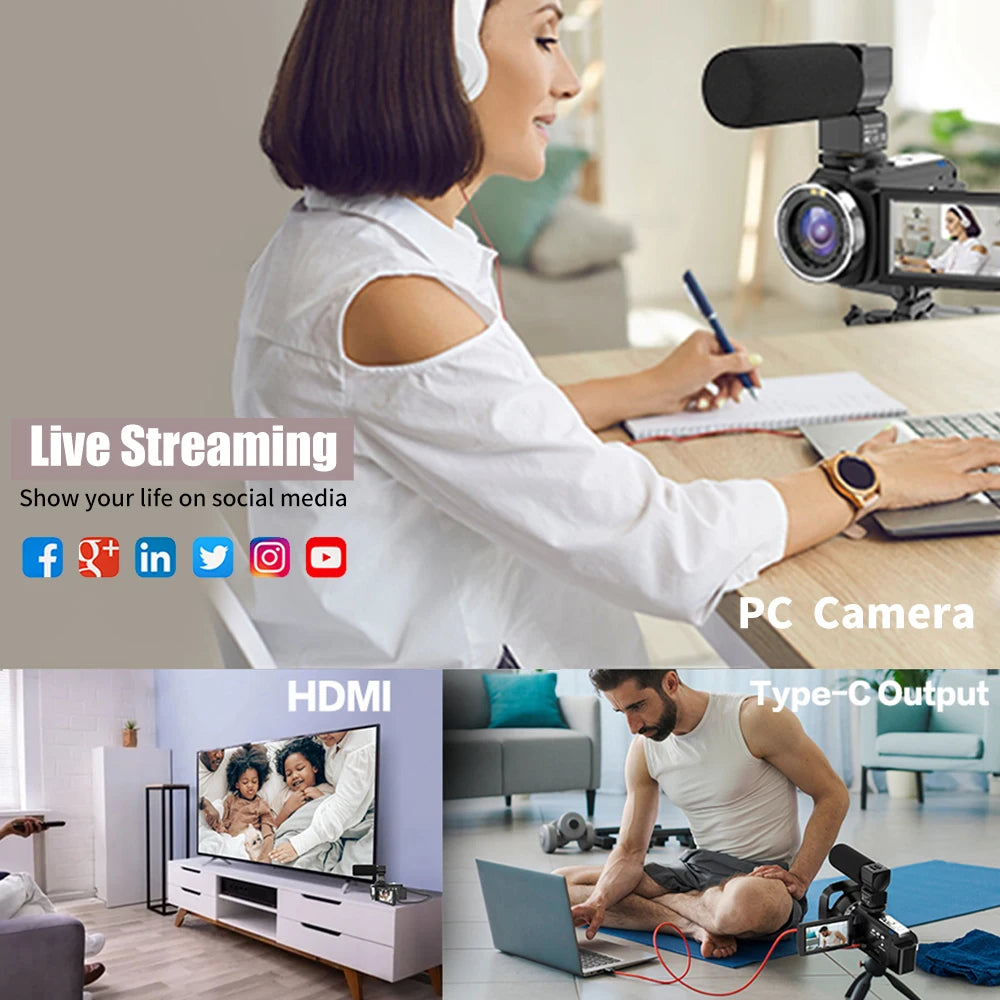 HDV255K Professional 16X Zoom WiFi Outdoor 5K HD Video Camera with SD Card 3.0-inch Touch Screen Anti-shake Good Price China