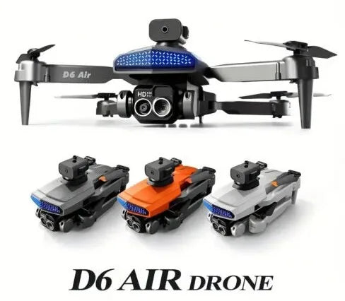 D6 air Drone 4K HD Dual Camera WiFi FPV Obstacle Avoidance Optical Flow Foldable Quadcopter Aerial Photography RC Drone Toys
