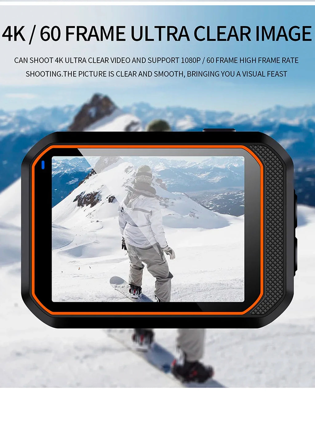 4K Ultra HD 1080p 2.0-inch Touch Screen Remote Control Action Camera MicroSD Waterproof Shockproof Helmet Mountable for Skiing
