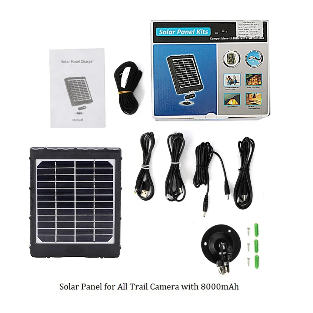 Trail Camera Solar Panel Kit With Battery 8000mah 12v Mini 3 Watt Hunting Camera IP66 Waterproof Solar Charger for Outdoor Cam