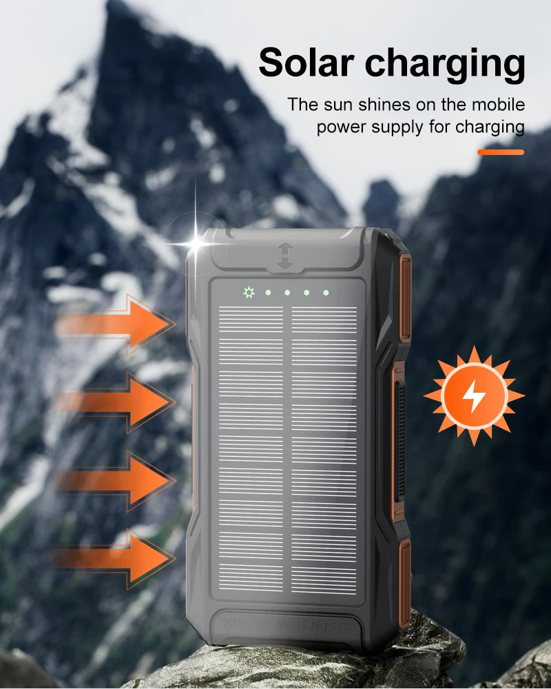 Portable Waterproof 10000Mah Hand Crank Solar Power Bank With Phone Holder and Strong Torch Function