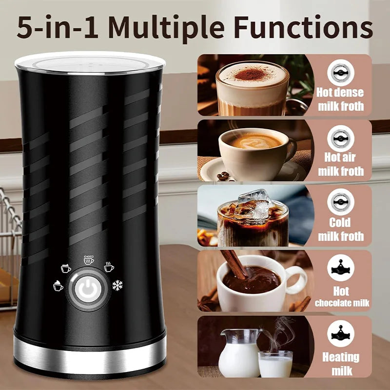 4 in 1 Commercial Electric Milk Frother 500W Automatic Coffee Heating Cup Cappuccino Frothing Warming Machine Plastic Housing