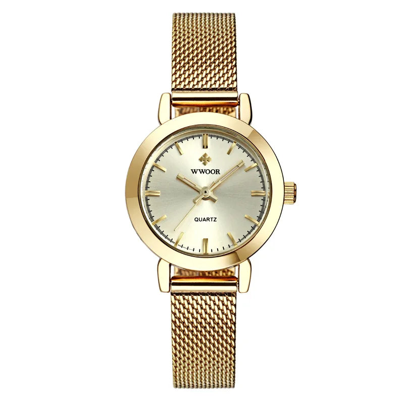 WWOOR Quartz Watch for Women Elegant Stainless Steel Women's Watches Gifts Waterproof Fashion Trend Simple Ladies Watch