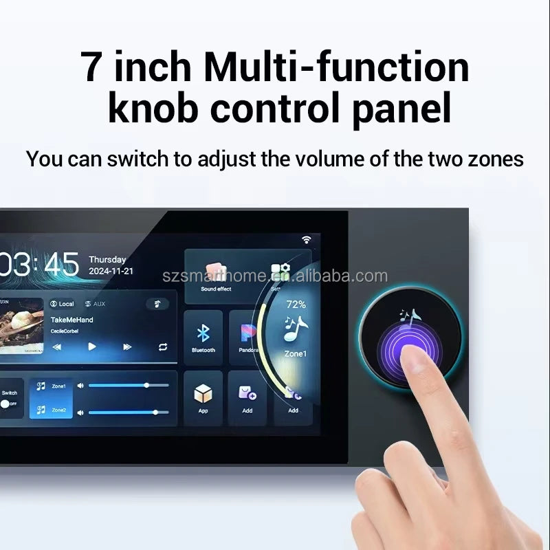 7 Inch Tuya Zigbee Smart Home Panel with Blue-Tooth Ceiling Speakers Touch Screen WiFi for Home Theater Ceiling