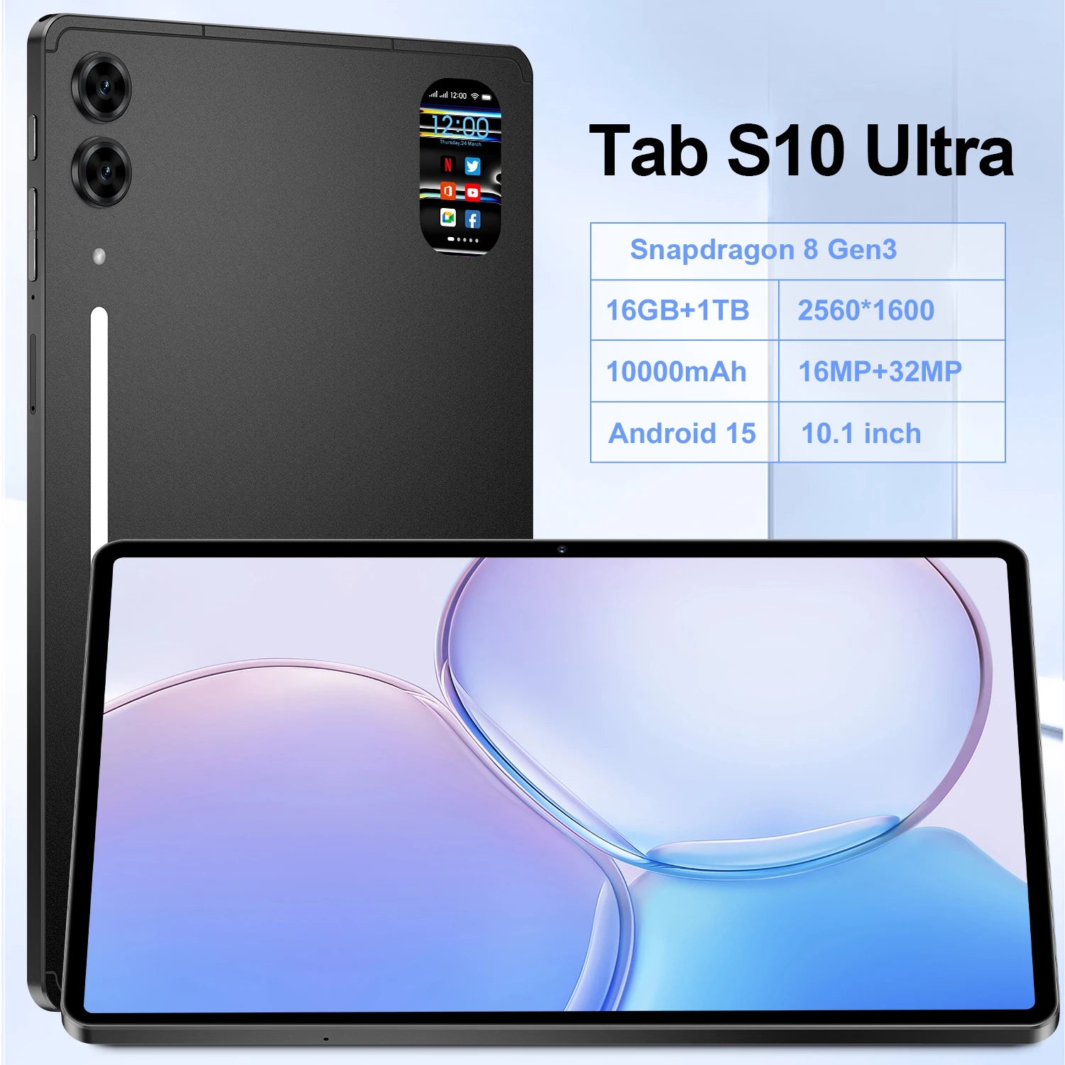2026 New Arrival 5G Smart Education Tablet 10.1 Inch Tab S10 Ultra 16GB+1TB Deca Core Android 15 10000mAh Large Battery