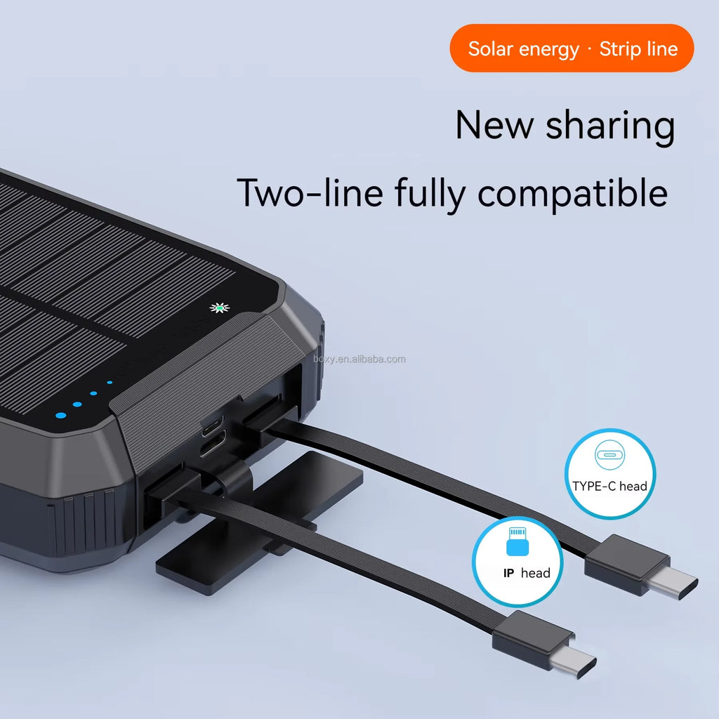OEM Factory Wholesale Outdoor Portable Charging Cable 15W Wireless Fast Charge Large Capacity PD22.5W Solar Power Bank 30000mAh