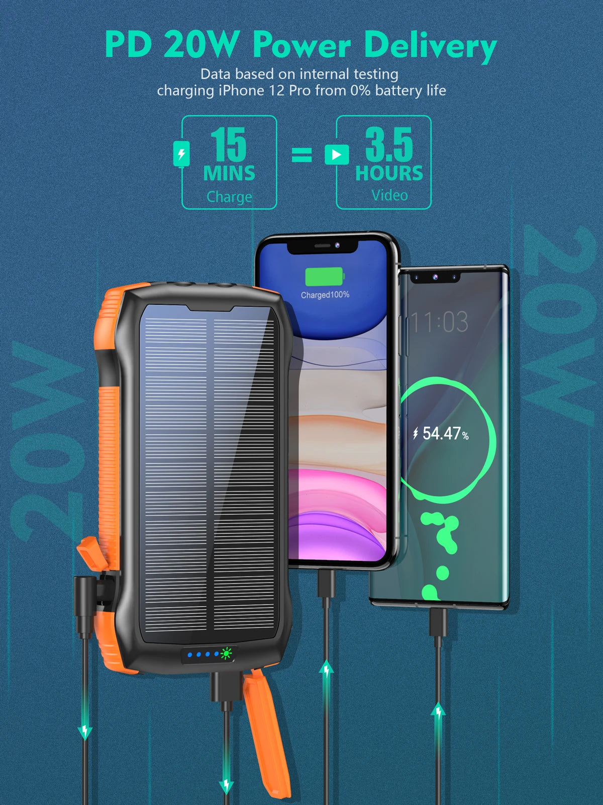 Free Sample 2025 Outdoor Waterproof Wireless Fast Charging OEM Logo Custom 26800mAh Large Capacity Solar Power Bank LED Display