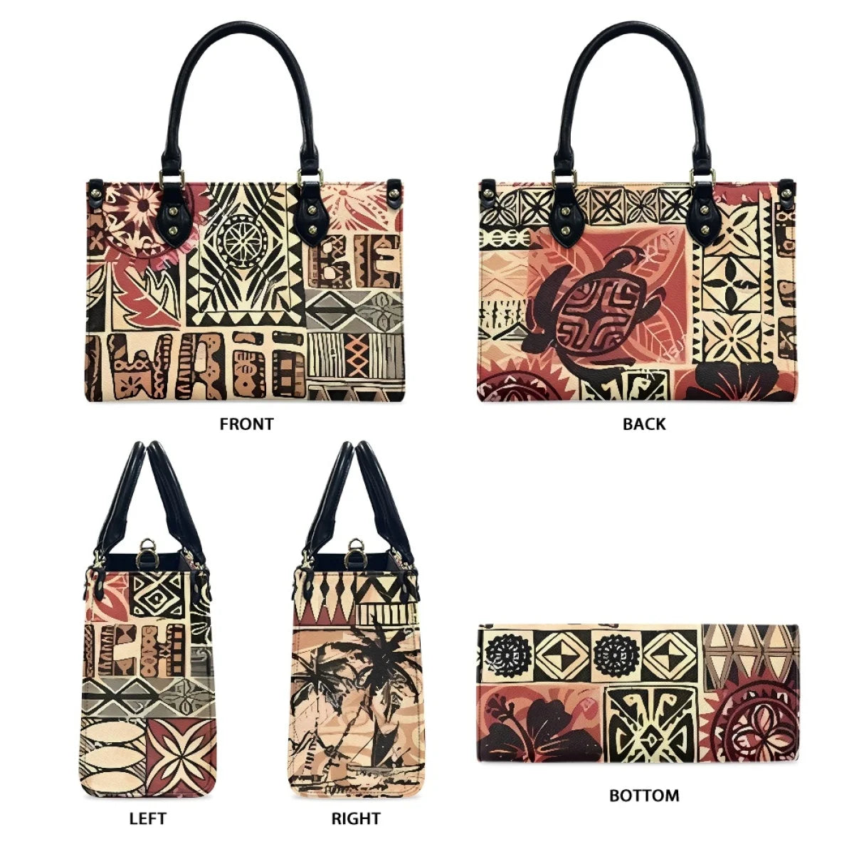 Customize Women's Handbag Leather Bags Women Handbags Ladies Wholesale Custom Polynesia Hawaiian Style Handbags for Women Luxury