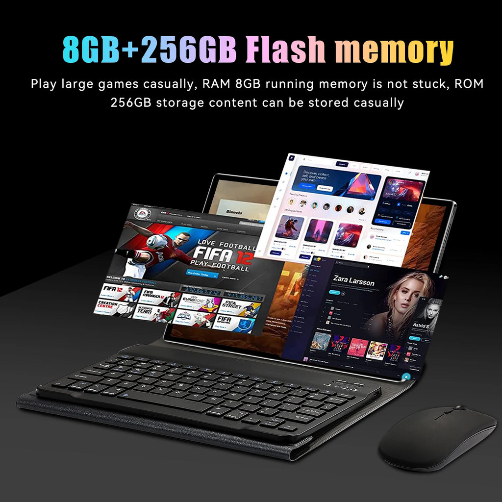 10.1" Ultra-Thin Android Tablet - Dual AI Cameras 8GB+256GB Memory, FHD IPS Touchscreen, 5G WiFi 6 Support, GPS Face ID