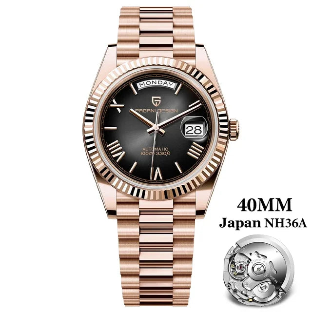 PAGANI DESIGN Men's Watches DD40 RoseGoldBrown Luxury Automatic Watch Men TMI NH36 Date Week Mechanical Watches for Men 2026 New