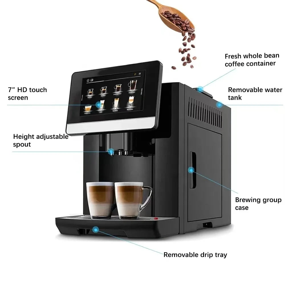 2025 Hot Sale Commercial Full Automatic Coffee Machine with with Grinder Cappuccino Latte Americano
