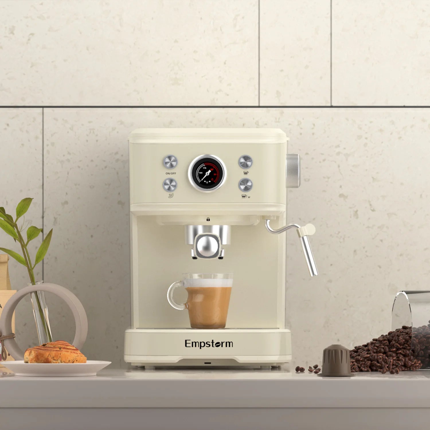 Empstorm  04E 20 Bar Electric Semi-Automatic Coffee Maker Machine With Capsule Filter for Use Halloween Christmas Gift