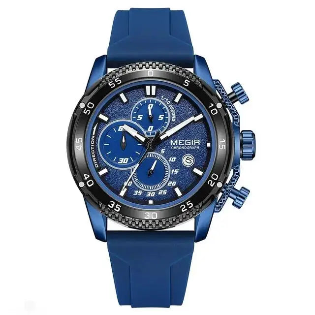MEGIR 2211 Quartz Watches Silicone Strap Material Men's Watches Watch for Men Luminous Chronograph 30M Daily Waterproof Sports