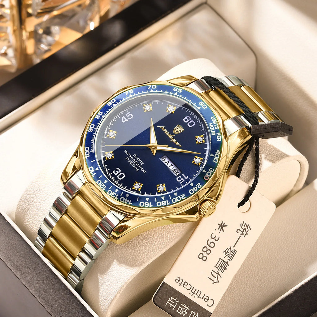 POEDAGAR 963 Fashion New Luxury Quartz Male Wristwatch Waterproof Luminous Business Watch for Men Stainless Steel Men's Watches