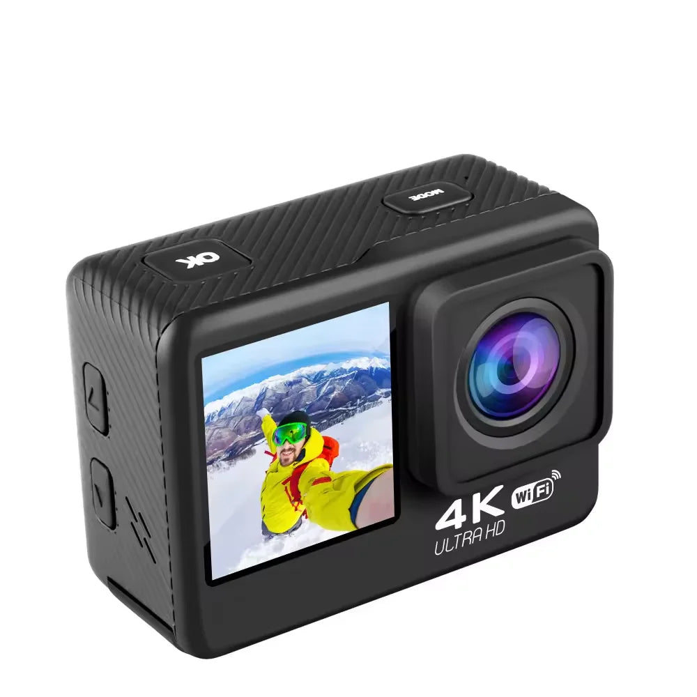 4K Camcorder 60Fps Action Camera with Waterproof Function CMOS Imaging Sensor Video Media Type Black Color Sport Vlogging