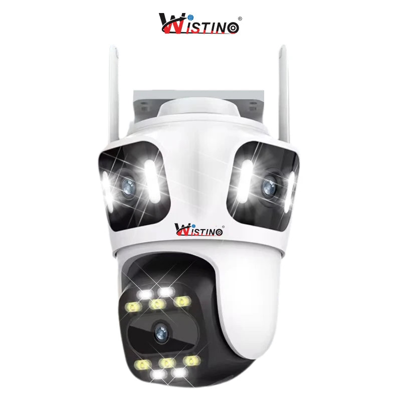 Wistino 6K HD Icsee Wifi Camera Outdoor Three Lens Waterproof Color Night Vision Dual CPU Cctv Camera Home Security