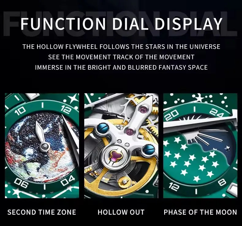 OLEVS 6689 Top Brand Men's Watches Fashion Original Automatic Mechanical Watch for Man Tourbillon Movement Waterproof Male Clock