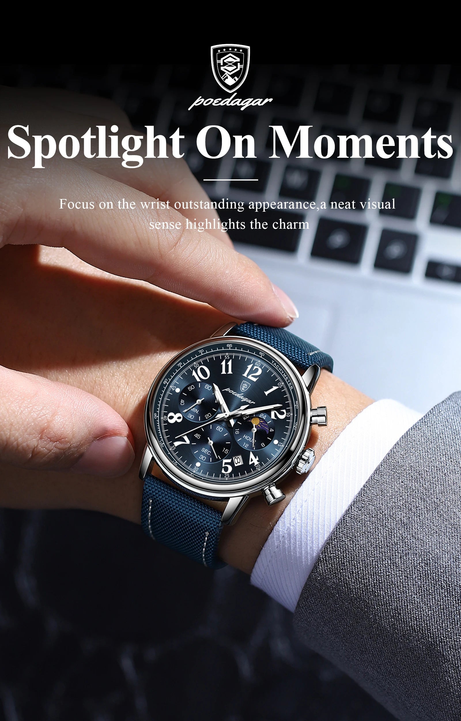 POEDAGAR Men's  Watches 808 Leather Creative Watches Men Wrist Hot Sale Luxury Creative Men Watch Movement  Montre Homme