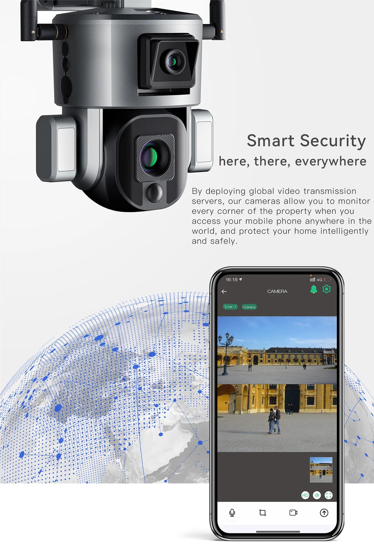 Wireless Wifi 4G CCTV 8MP Dual Lens Camera Home Security 4K 4X 10X Zoom WIFI IP Solar Dual Lens Camera
