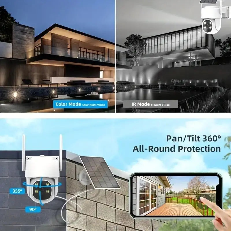 4MP Smart Outdoor Solar Powered Camera Wifi Battery Cameras for Home Security PTZ WiFi Wireless Solar Security Camera