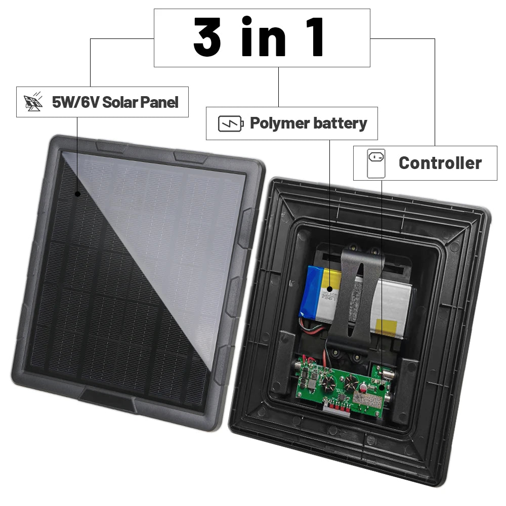 BL6A 5w Security Camera Solar Panel Built in Battery 18650 IP67 Waterproof Solar Panel for Outdoor Hunting Trail Track Camera