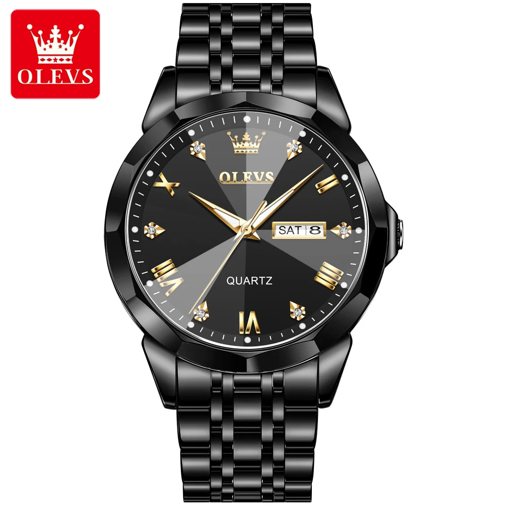 Hot OLEVS 9931 Men's Watches Rhombus Mirror Original Quartz Watch for Man Waterproof Luminous Stainless Steel Smartwatch Male