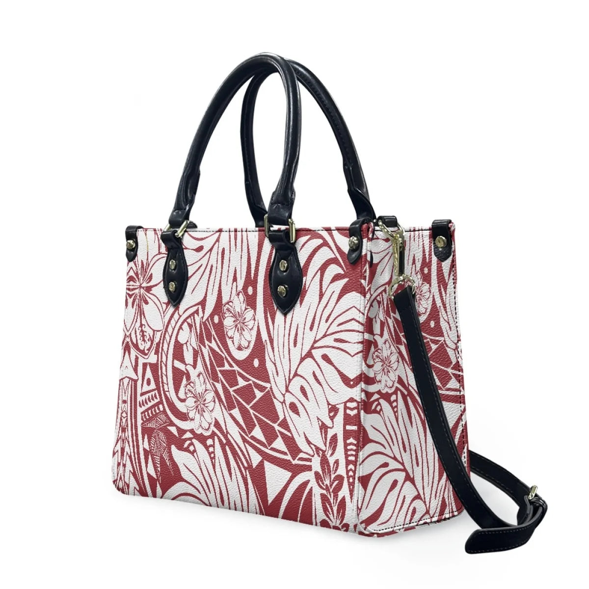 Black and White Tribal Polynesian Printed Bags Women Handbags Ladies Luxury Women Shoulder Bags High Quality Pu Leather Handbag