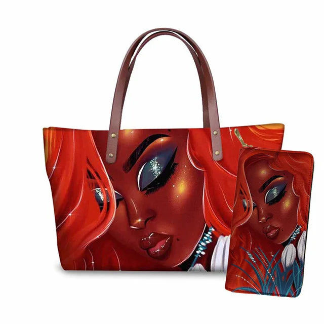 Young Ladies Handbags Black Art American African Girls Printed Popular Hand Bags Women Handbags Lady Fashion Designers Handbags