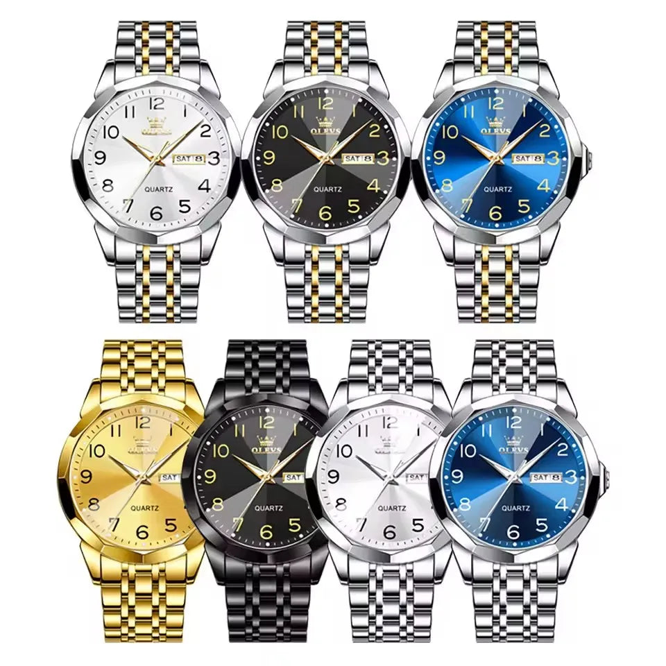 OLEVS 9970 Hot Waterproof Men's Watches Digital Quartz Watch for Man Luminous Stainless Steel Wristwatch Male Date Week
