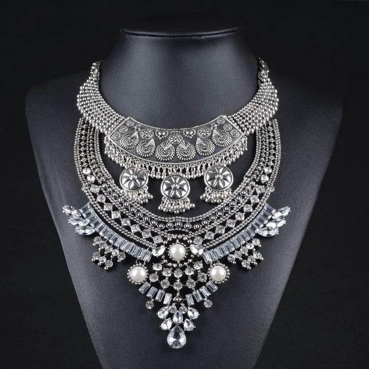 2025 New Fashion Vintage Indian Statement Necklace Women Jewelry Maxi Long Big Chunky Boho Ethnic Large Collar Choker Necklace