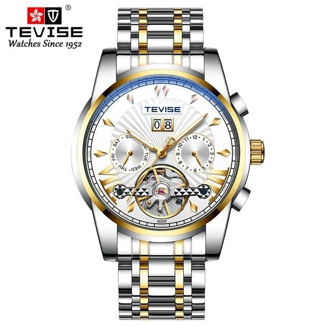 TEVISE T9005F 9005F Elegant Fashion Waterproof Stainless Steel Strap Mechanical Hollow Luminous Function Automatic Men's Watches