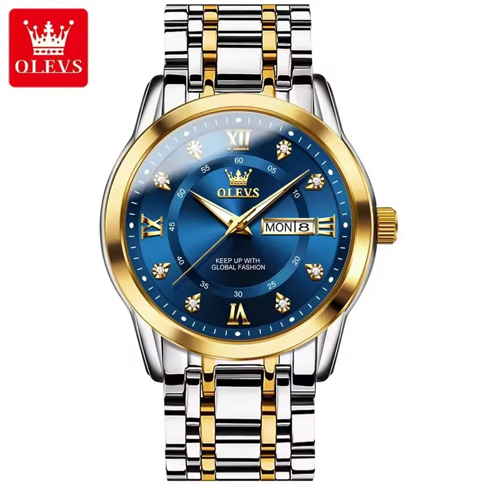 OLEVS 5513 Men's Watches Fashion Gold Hot Quartz Watch for Man Stainless Steel Waterproof Luminous Wrist Watch Date Week