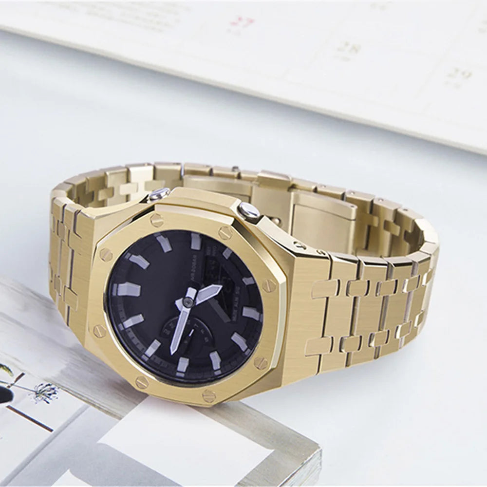 GA2100 GA2110 Luxury Breathable Stainless Steel Watch Case Strap Replacement Modification Kit for Men's Watches