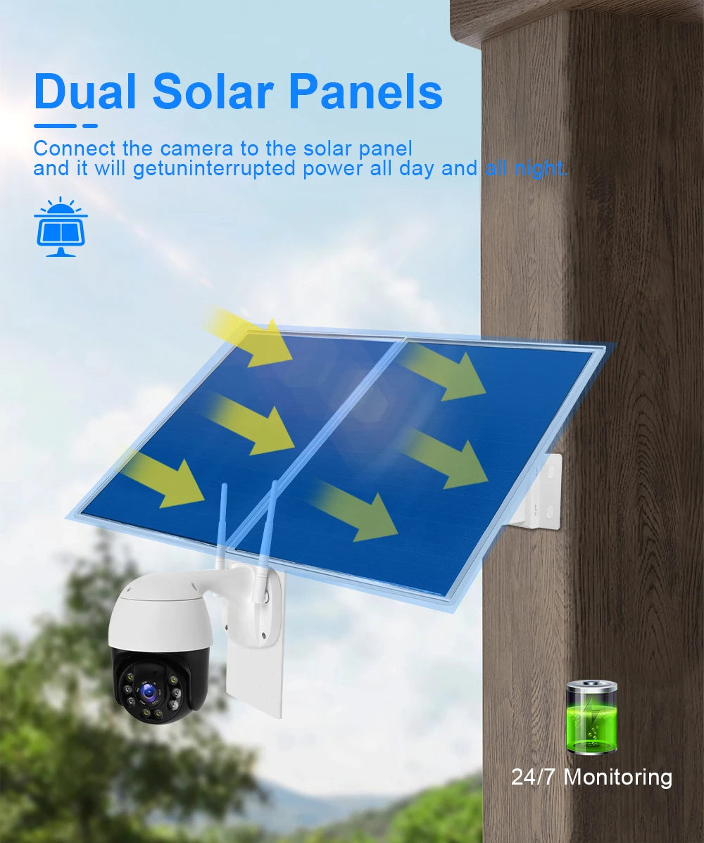 HD 1080P PTZ Solar Panel Powered Wifi Wireless Security 3G 4G Lte Cctv Camera Solar Energy Systems