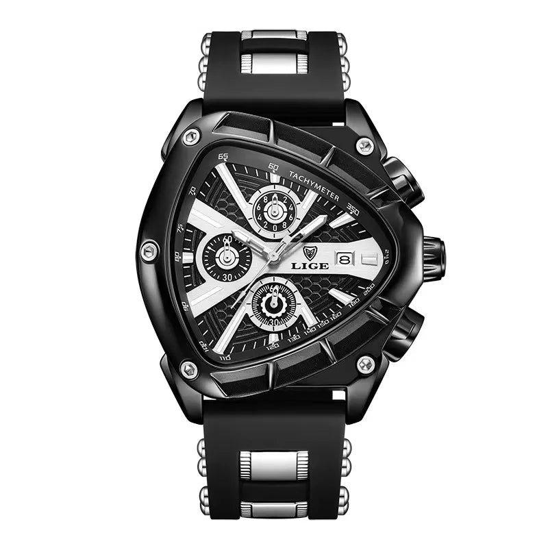 89103 Men's Watches LIGE Top Band Luxury Quartz Watches Creative Triangle Sports Chronograph Watch for Man Waterproof Male Clock