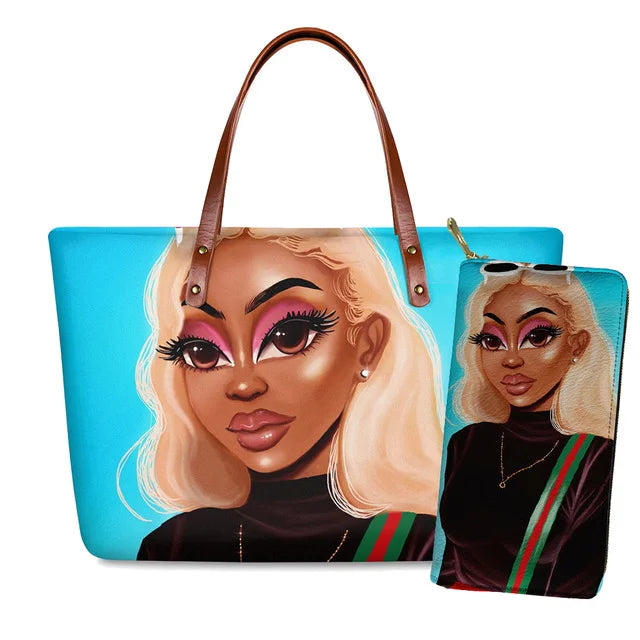 Young Ladies Handbags Black Art American African Girls Printed Popular Hand Bags Women Handbags Lady Fashion Designers Handbags