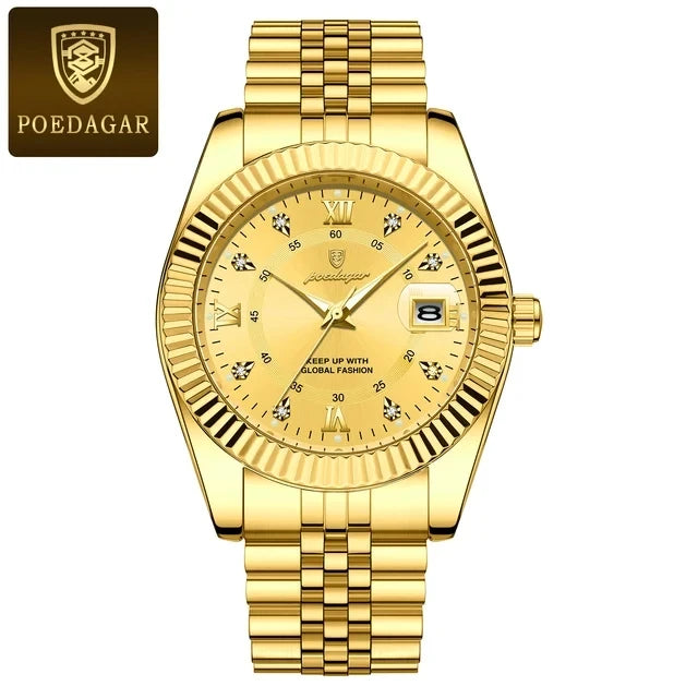 POEDAGAR 910 New Luxury Sport Wrist Watch for Man Waterproof Luminous Date Men Watch Quartz Stainless Steel Men's Watches Reloj
