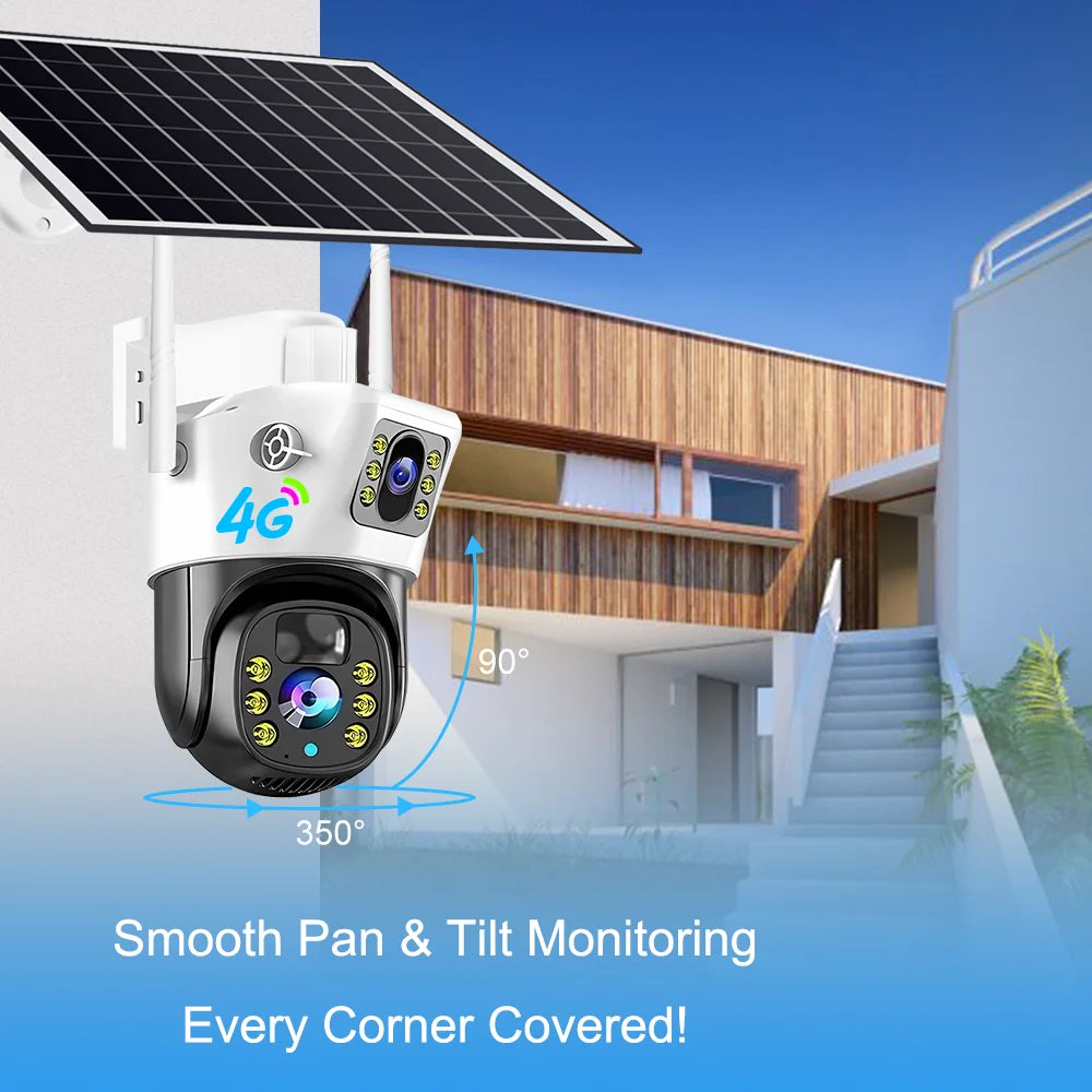 V380pro CCTV IP Camera Wifi 8W Solar Panel 8000mah Battery Solar PTZ Camera Dual Lens 4G LTE SIM Card Wireless P2P Camera CMOS