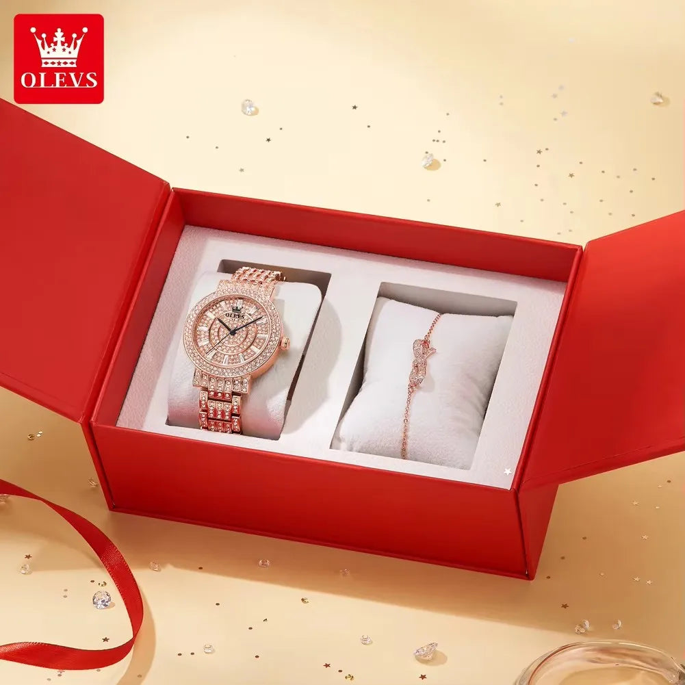 OLEVS 9904 2024 New Women's Watches Diamond Watch for Ladies Waterproof Stainless Steel Original Quartz Wristwatch