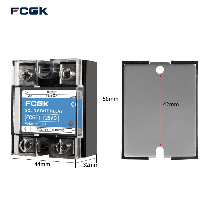FCGK Miniature Single Phase SSR Relay 5-200VDC 40A DC High Power Solid State Relay with Sealed Protection
