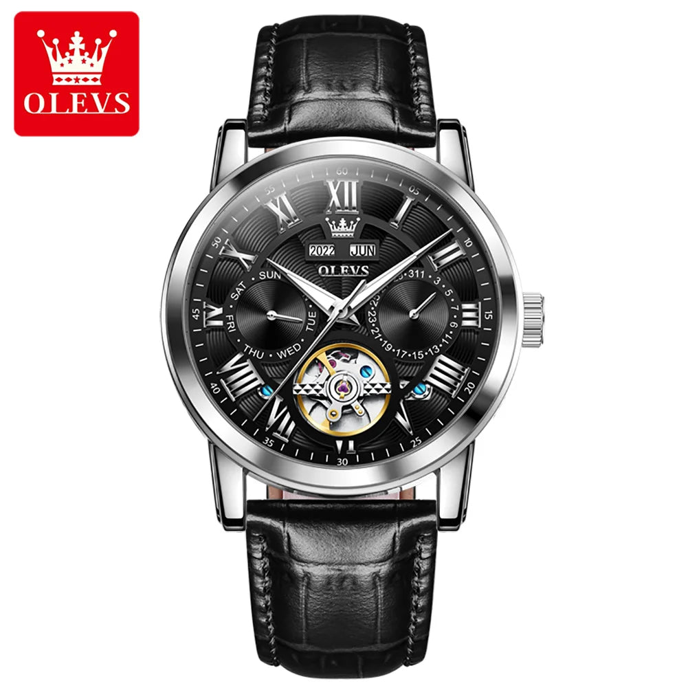 OLEVS 6668 Men's Watches Mirror Original Quartz Watch for Man Waterproof Luminous Stainless Steel Wristwatch Male Date Hours